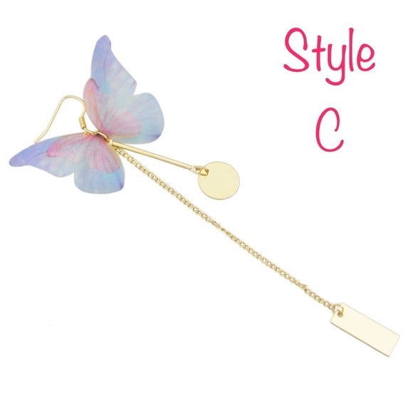 Delicate Butterfly Dangle Earrings Pair - Picture 5 of 8